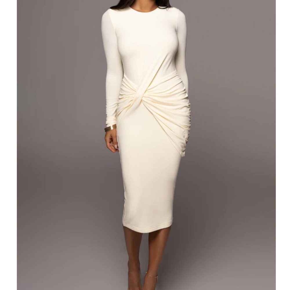 NWT JLUXBASIX BUTTERCREAM MODERN LOVERS MIDI DRESS